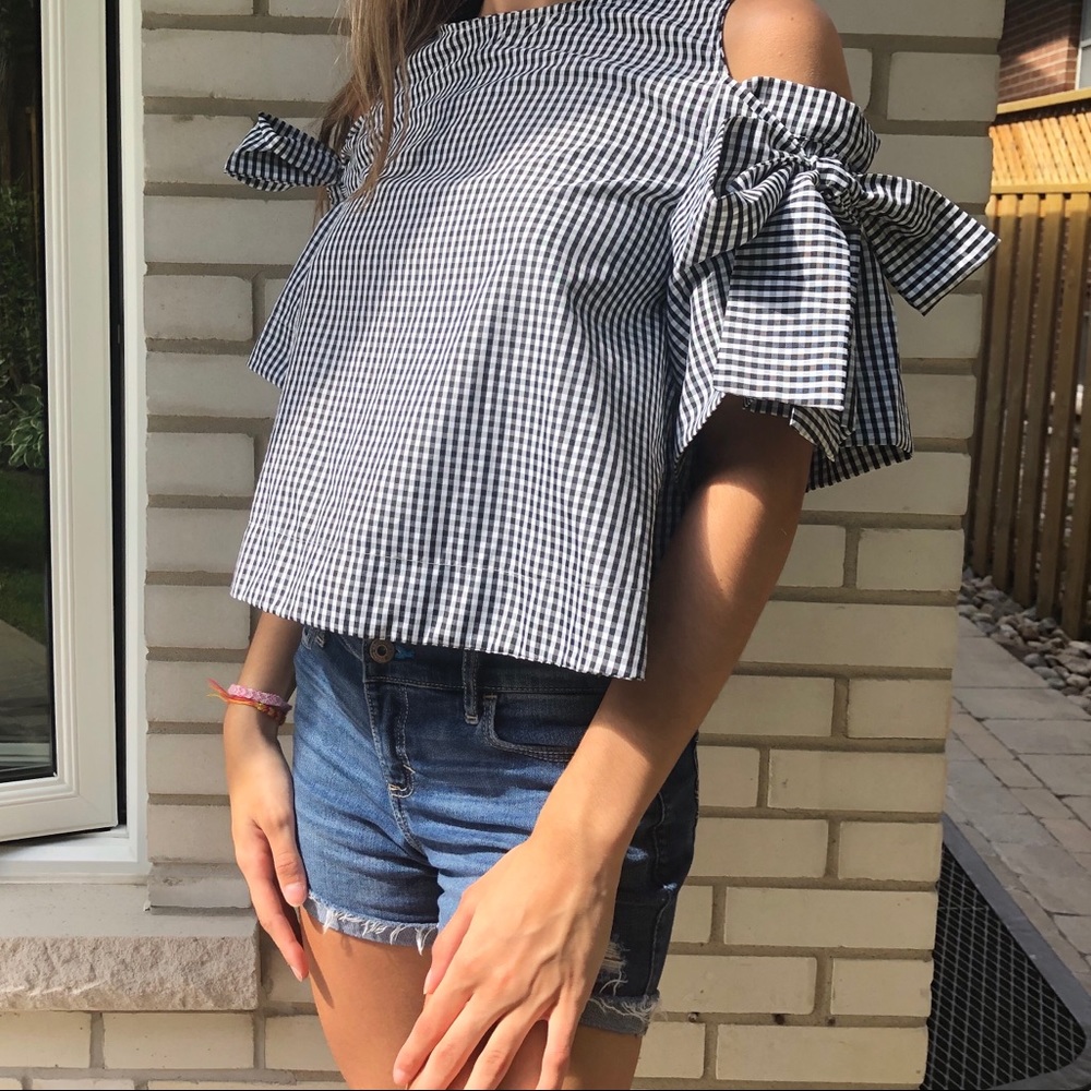 plaid bow shirt